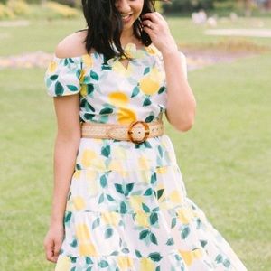 Off the Shoulder Blouse in Lemon Pattern